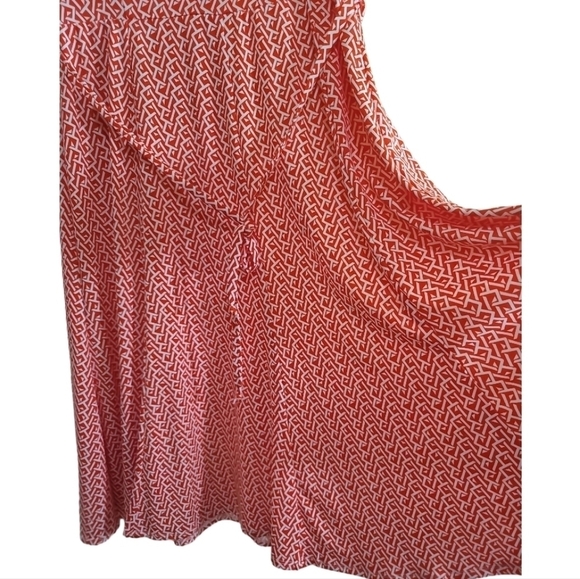 NWT Superfoxx Geometric Print Sleeveless Waist Tie Midi Dress XL Red White - Picture 3 of 7